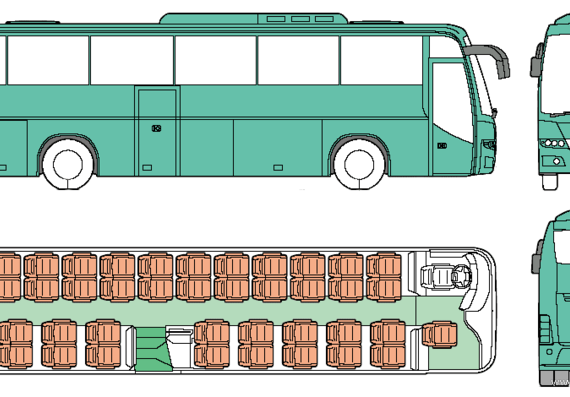 Автобус Volvo 9700 - чертежи, габариты, рисунки автомобиля