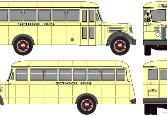Автобус White School Bus (1940) - чертежи, габариты, рисунки автомобиля