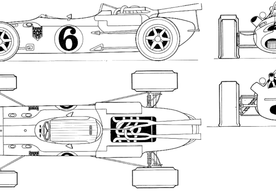 AAR Eagle Climax AAR101 F1 GP (1966) - Разные автомобили - чертежи, габариты, рисунки автомобиля