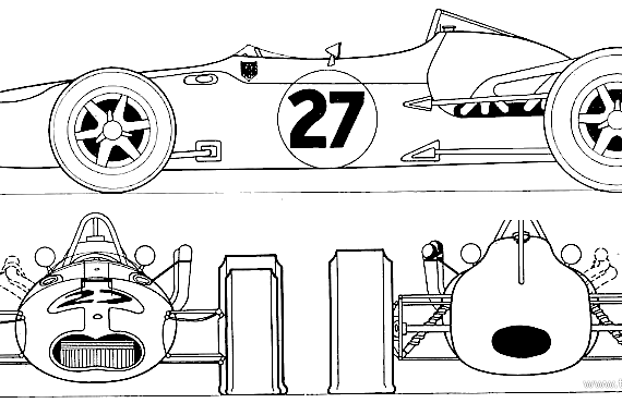 AAR Eagle Climax AAR102 F1 GP (1967) - Разные автомобили - чертежи, габариты, рисунки автомобиля
