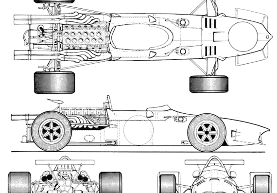 AAR Eagle Climax AAR104 F1 GP (1968) - Разные автомобили - чертежи, габариты, рисунки автомобиля