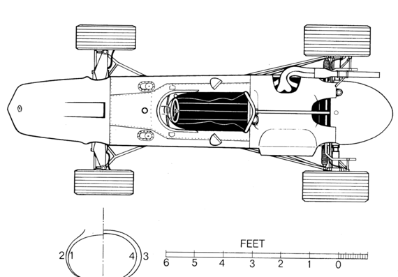 AAR Eagle Climax F1 (1966) - Разные автомобили - чертежи, габариты, рисунки автомобиля