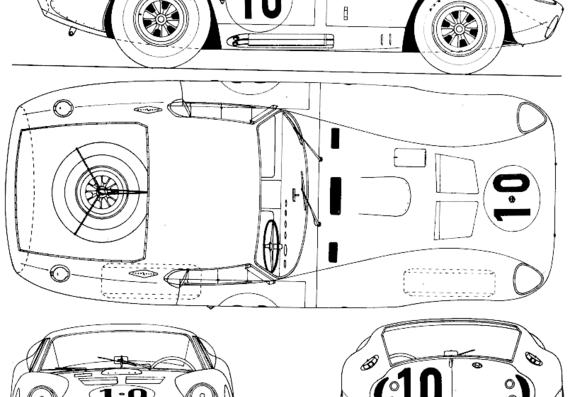 AC Cobra Daytona Coupe (1963) - AC - чертежи, габариты, рисунки автомобиля