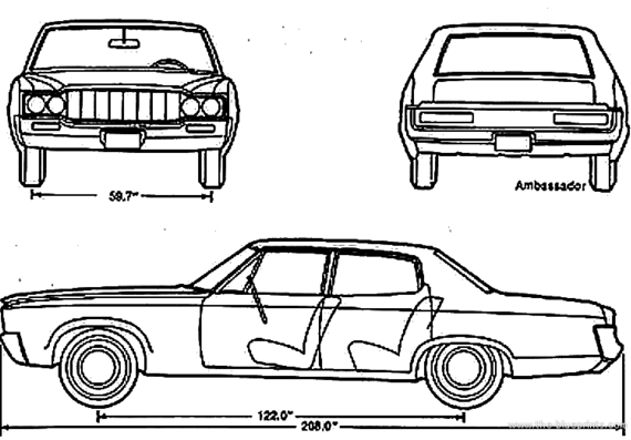AMC Ambassador (1970) - AMC - чертежи, габариты, рисунки автомобиля