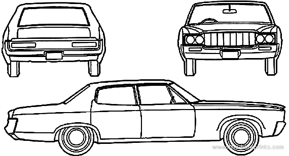 AMC Ambassador 4-Door Sedan (1970) - AMC - чертежи, габариты, рисунки автомобиля