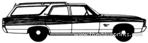 AMC Ambassador Brougham Station Wagon (1971) - AMC - чертежи, габариты, рисунки автомобиля