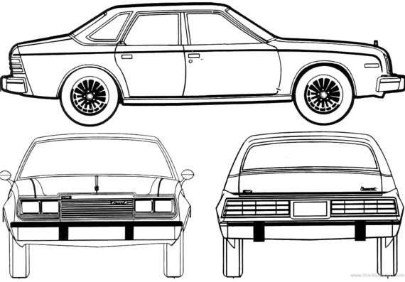 AMC Concord 4-Door Sedan (1980) - AMC - чертежи, габариты, рисунки автомобиля