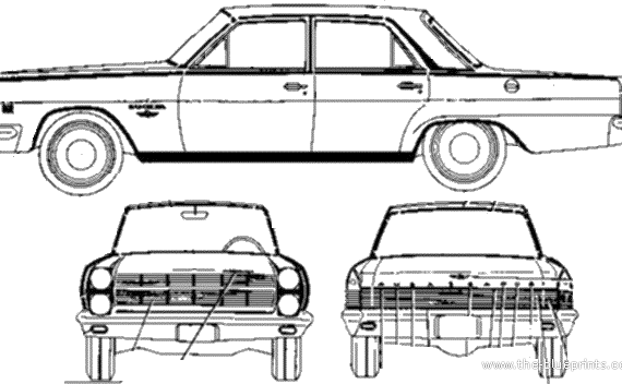 AMC Rambler Ambassador 880 4-Door Sedan (1966) - AMC - чертежи, габариты, рисунки автомобиля