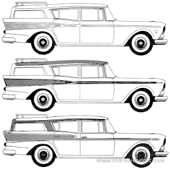 AMC Rambler Ambassador Station Wagon (1959) - AMC - чертежи, габариты, рисунки автомобиля
