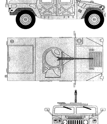AM General HMMWV M1025 - Хаммер - чертежи, габариты, рисунки автомобиля