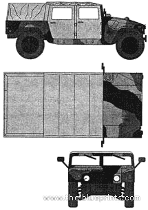 AM General HMMWV M1038 - Хаммер - чертежи, габариты, рисунки автомобиля