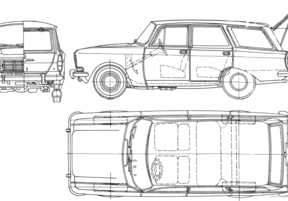 AZLK Moskvitch 2136 - Москвич - чертежи, габариты, рисунки автомобиля