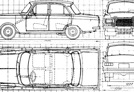 AZLK Moskvitch 412 (1970) - Москвич - чертежи, габариты, рисунки автомобиля