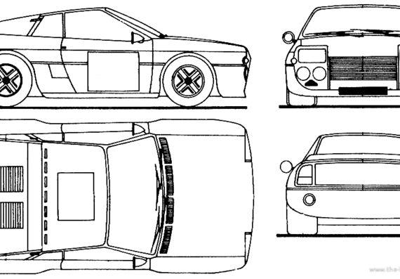 Abarth 030 Pininfarina (1974) - Фиат - чертежи, габариты, рисунки автомобиля