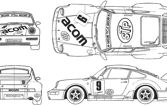 Acom Porsche RSR - Порше - чертежи, габариты, рисунки автомобиля