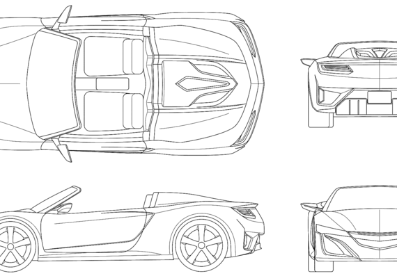 Acura NSX Roadster (2014) - Акура - чертежи, габариты, рисунки автомобиля