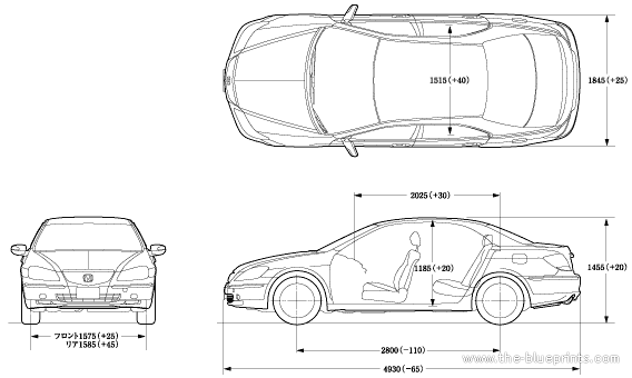 Acura RL - Акура - чертежи, габариты, рисунки автомобиля