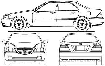 Acura RL (1996) - Акура - чертежи, габариты, рисунки автомобиля