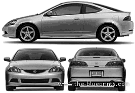 Acura RSX (2005) - Акура - чертежи, габариты, рисунки автомобиля