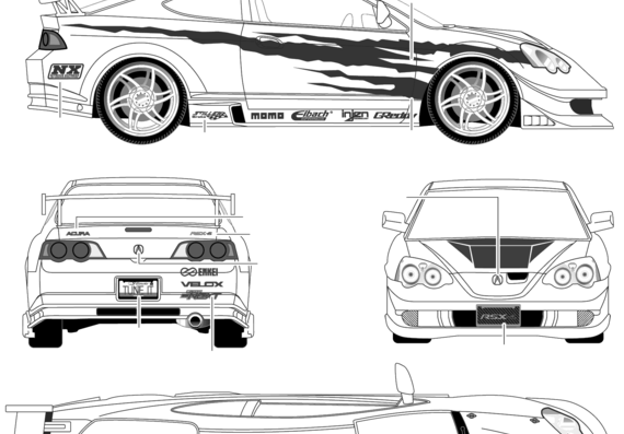 Acura RSX Type S - Акура - чертежи, габариты, рисунки автомобиля