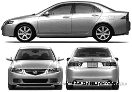 Acura TSX (2005) - Акура - чертежи, габариты, рисунки автомобиля