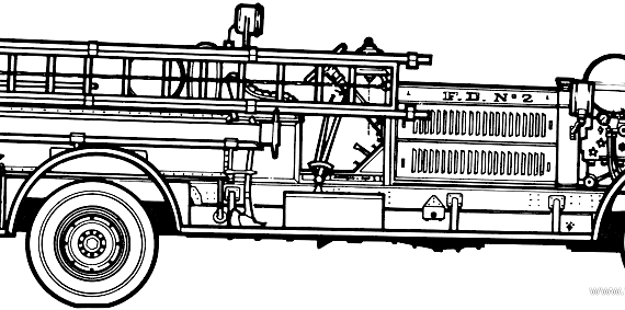 Ahrens-Fox Fire Engine Piston Pumper (1926) - Разные автомобили - чертежи, габариты, рисунки автомобиля