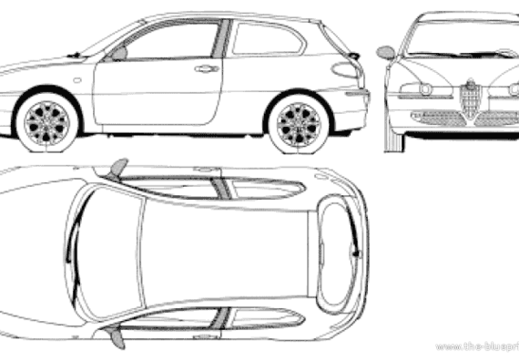 Alfa Romeo 147 3-Door - Альфа Ромео - чертежи, габариты, рисунки автомобиля