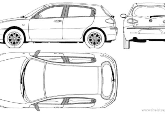 Alfa Romeo 147 5-Door - Альфа Ромео - чертежи, габариты, рисунки автомобиля