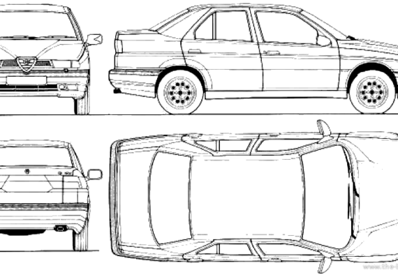 Alfa Romeo 155 QV (1993) - Альфа Ромео - чертежи, габариты, рисунки автомобиля