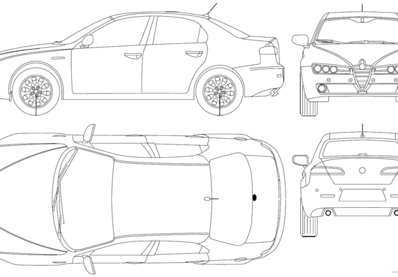 Alfa Romeo 159 - Альфа Ромео - чертежи, габариты, рисунки автомобиля