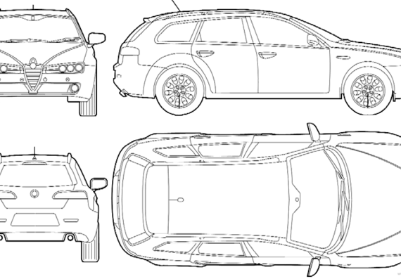 Alfa Romeo 159 Sportwagen (2007) - Альфа Ромео - чертежи, габариты, рисунки автомобиля