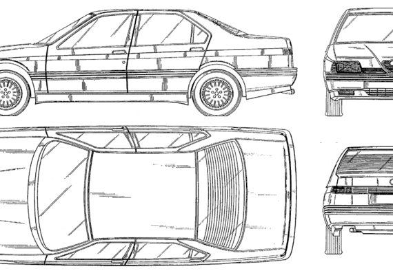Alfa Romeo 164 - Альфа Ромео - чертежи, габариты, рисунки автомобиля