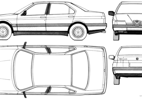 Alfa Romeo 164 (1991) - Альфа Ромео - чертежи, габариты, рисунки автомобиля