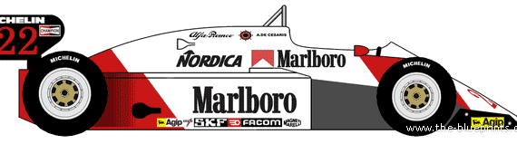 Alfa Romeo 183TB Formula One Grand Prix car (1983) - Альфа Ромео - чертежи, габариты, рисунки автомобиля