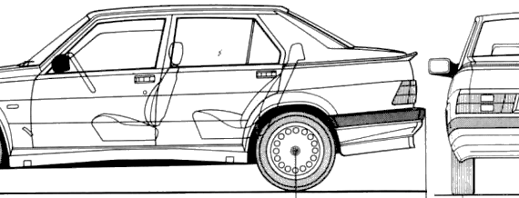 Alfa Romeo 75 2.0 Twin Spark - Альфа Ромео - чертежи, габариты, рисунки автомобиля