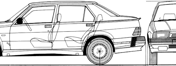 Alfa Romeo 75 3.0 V6 Milano - Альфа Ромео - чертежи, габариты, рисунки автомобиля