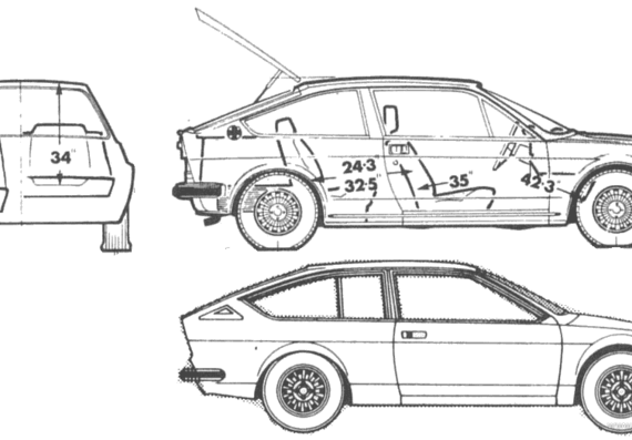 Alfa Romeo AlfaSud Sprint / GTV - Альфа Ромео - чертежи, габариты, рисунки автомобиля