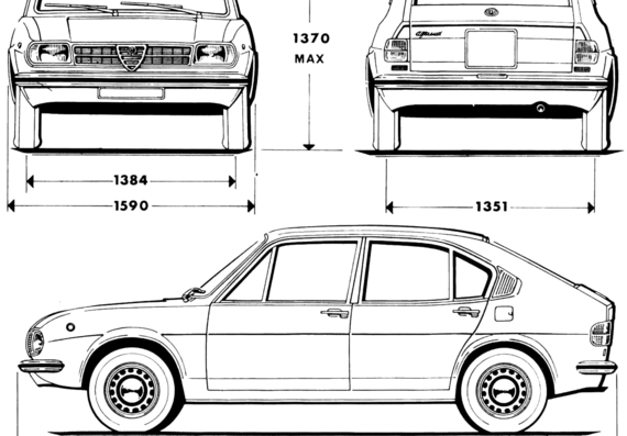 Alfa Romeo Alfasud 1200 (1974) - Alfa Romeo - drawings, dimensions, pictures of the car