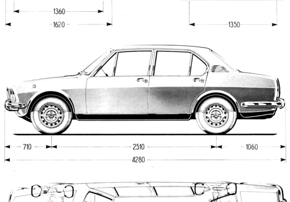 Alfa Romeo Alfetta (1973) - Alfa Romeo - drawings, dimensions, pictures of the car