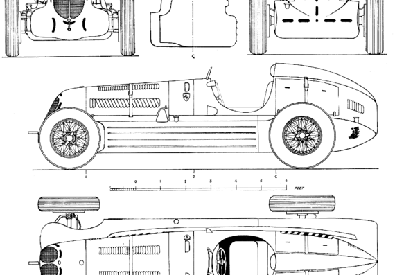 Alfa Romeo Bimotore - Альфа Ромео - чертежи, габариты, рисунки автомобиля