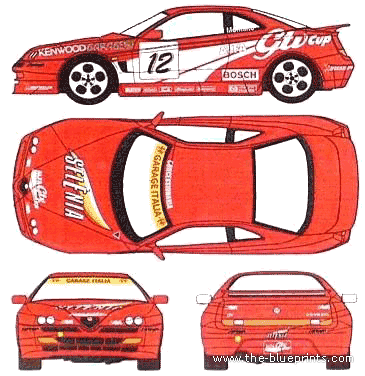 Alfa Romeo GTV (2001) - Альфа Ромео - чертежи, габариты, рисунки автомобиля