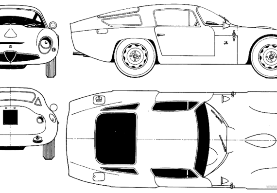 Alfa Romeo GTZ - Альфа Ромео - чертежи, габариты, рисунки автомобиля