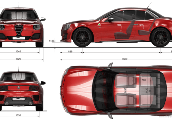 Alfa Romeo Giulia GT Concept (Dragos Prodan) - Альфа Ромео - чертежи, габариты, рисунки автомобиля