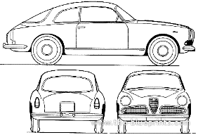 Alfa Romeo Giulia Sprint 1300 (1964) - Альфа Ромео - чертежи, габариты, рисунки автомобиля