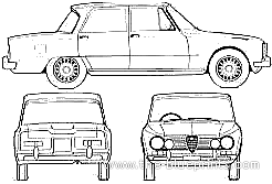 Alfa Romeo Giulia Super (1965) - Альфа Ромео - чертежи, габариты, рисунки автомобиля