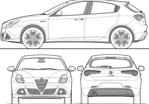 Alfa Romeo Giulietta (2011) - Альфа Ромео - чертежи, габариты, рисунки автомобиля