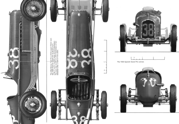 Alfa Romeo P3 (1933) - Альфа Ромео - чертежи, габариты, рисунки автомобиля