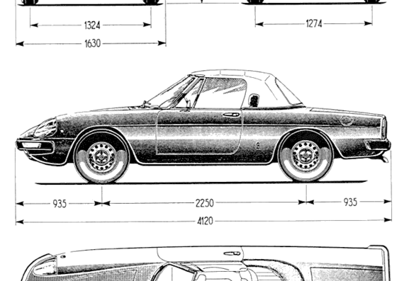 Alfa Romeo Spider (1970) - Альфа Ромео - чертежи, габариты, рисунки автомобиля