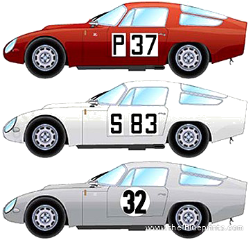 Alfa Romeo TZ1 (1965) - Альфа Ромео - чертежи, габариты, рисунки автомобиля