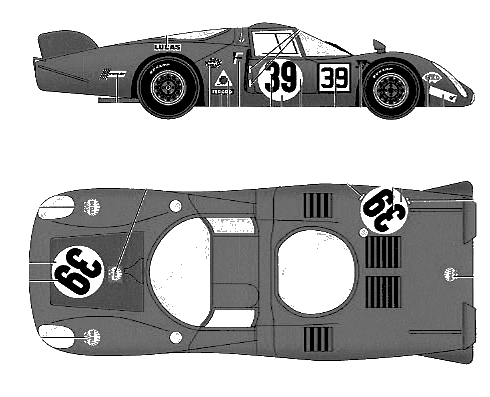 Alfa Romeo Tipo 33 Le Mans Le Mans (1968) - Альфа Ромео - чертежи, габариты, рисунки автомобиля